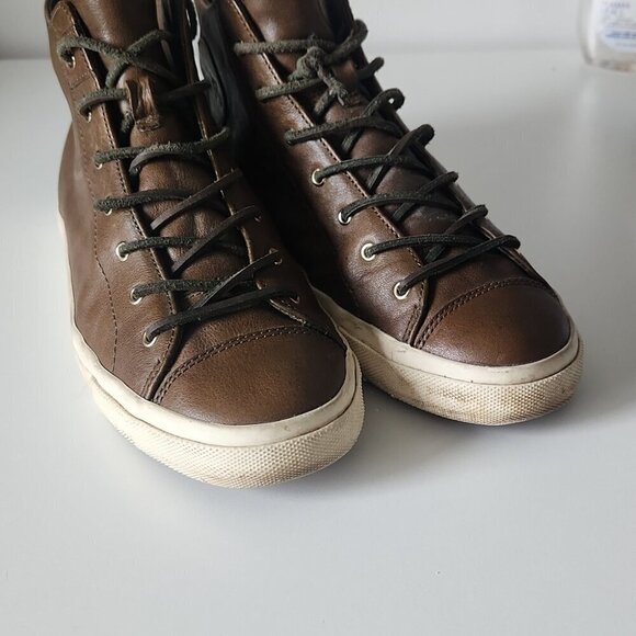 COACH | Brenna Soft Vintage Leather sneakers brown high top sz 10 - Picture 4 of 9